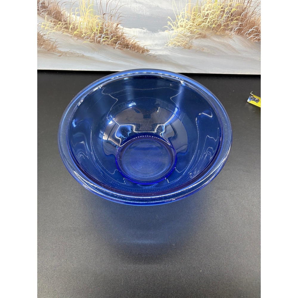 Pyrex Cobalt Blue Glass Mixing Bowl 2.5 Quart 325 Round Serving Dish Vintage